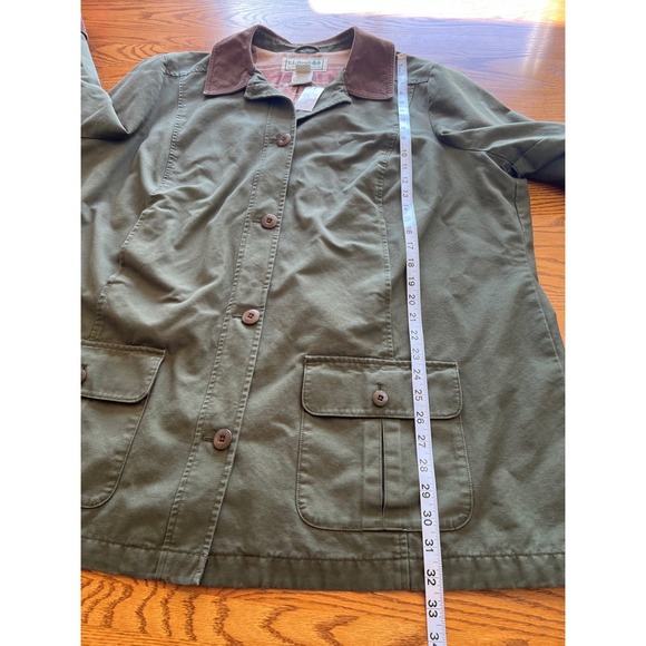 LL Bean Adirondack Barn Coat Loden Green Flannel Lined Cotton Jacket 3X NWT - Picture 10 of 15